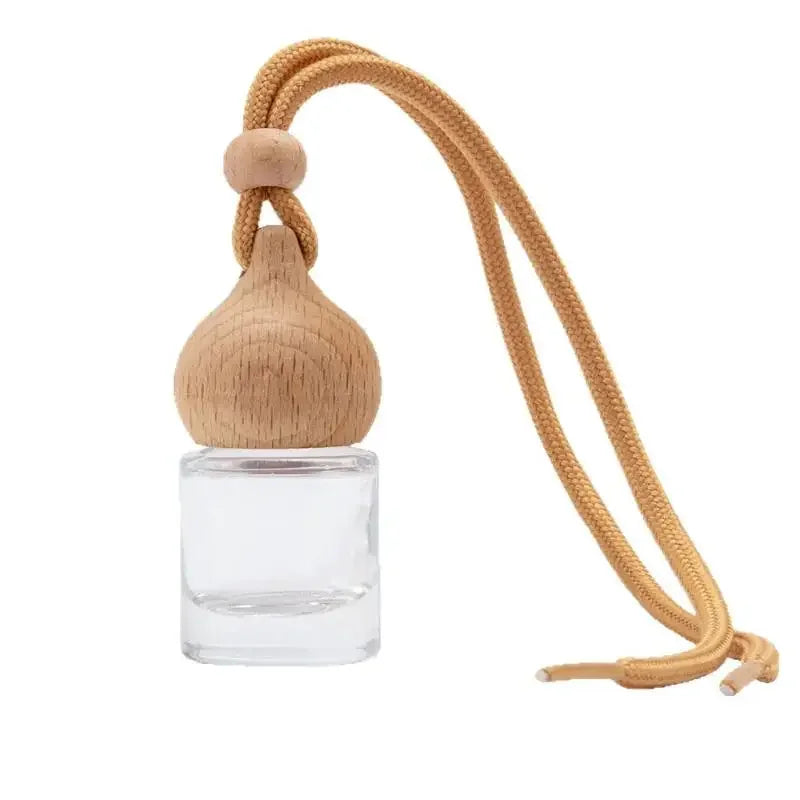 1Pcs Refillable Car Essential Oil Diffuser Bottle Empty Car Air Freshener Pendant Perfume Glass Bottle With Wooden Caps