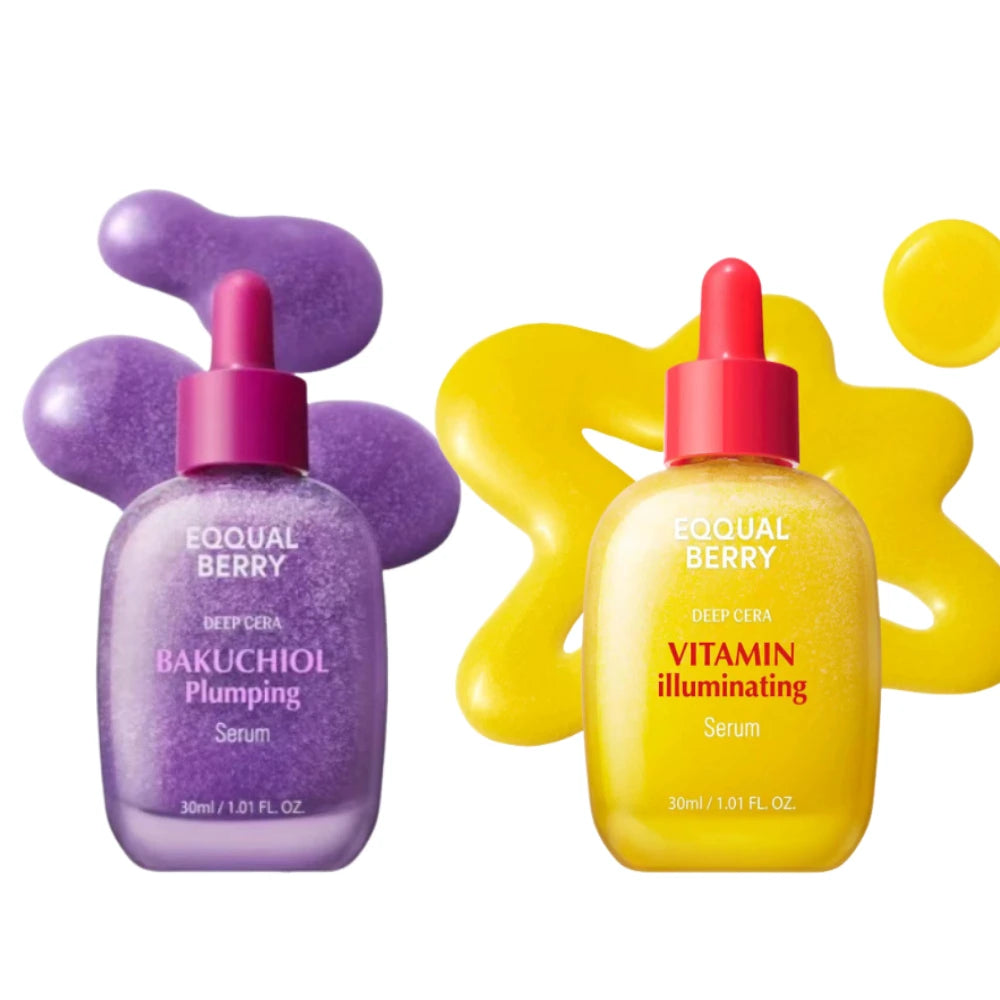 30ML EQQUALBERRY BAKUCHIOL Plumping Serum 5,000 PPM Retinol Alternative Vitamin C Serum Whitening Smoothing Facial Skin Care