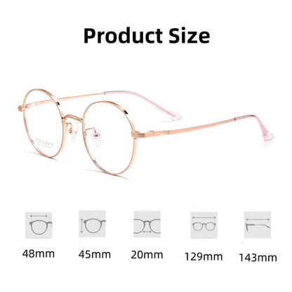 FIRADA Luxury Fashion Eyewear Women's Retro Round Titanium Eyeglasses Optical Prescription Glasses Frame For Men And Women 8021A
