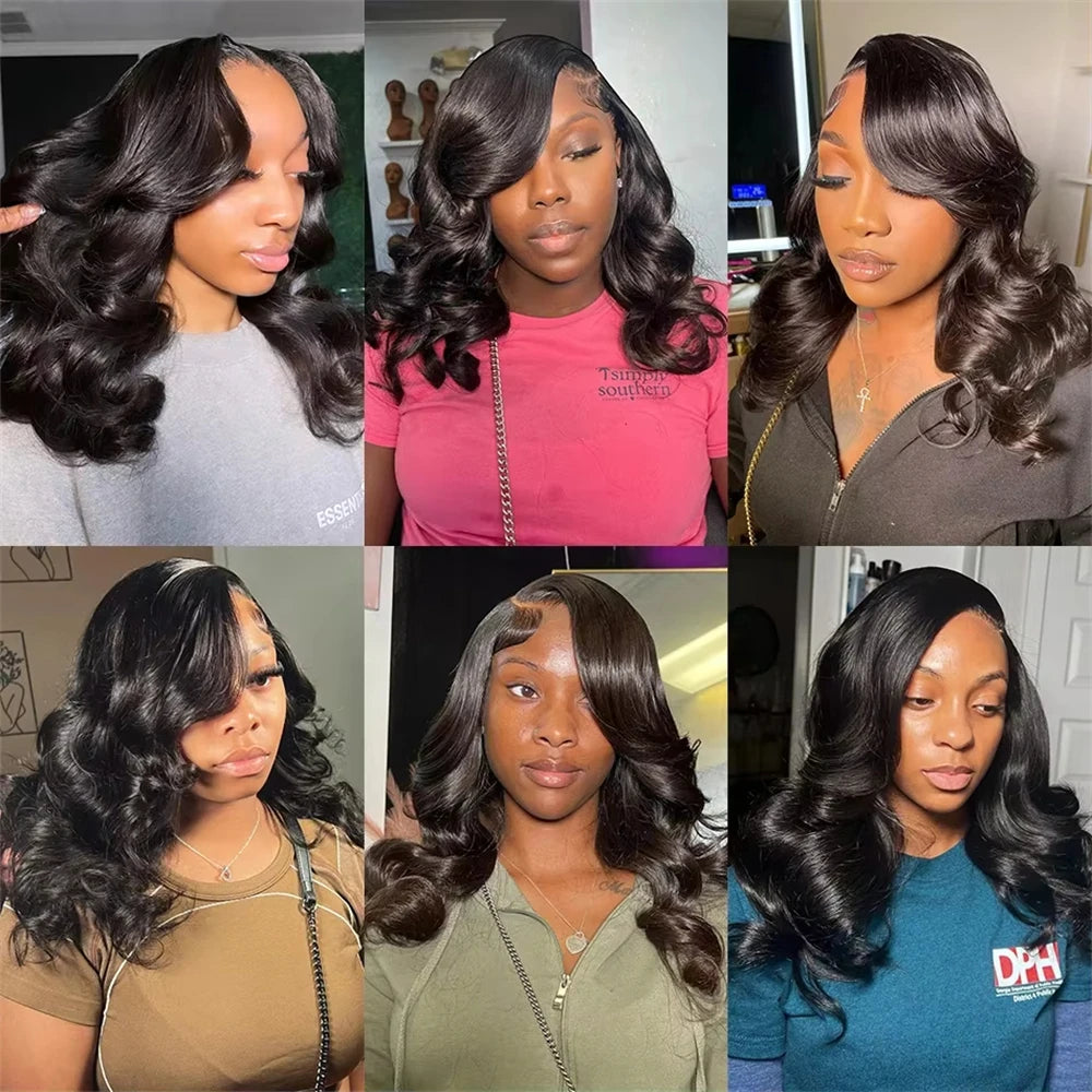 Brazilian Body Wave Short Bob Human Hair 13x4 Transparent Lace Front Human Hair Wigs 4x4 Lace Closure Pre Plucked Frontal Wigs