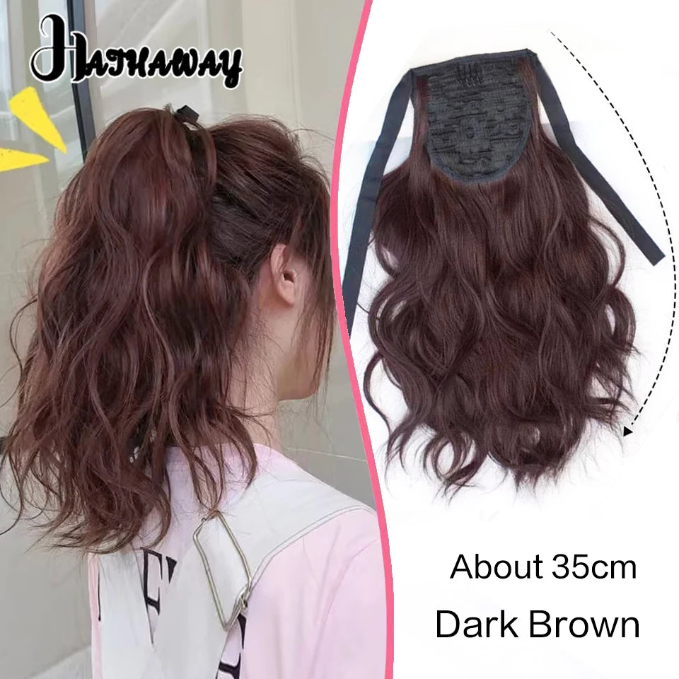 14 Inch Wavy Long Curly Hair Strap-type Pear Flower Curly Wig Ponytail Female Synthetic Fluffy Natural Shopping Commuting Wear