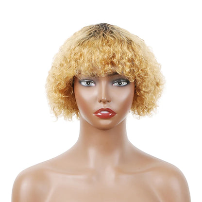 Afro Kinky Curly Human Hair Wig With Bangs Brazilian Hair Human Natural Afro Wig 180% Density Human Hair Wigs For Women On Sale