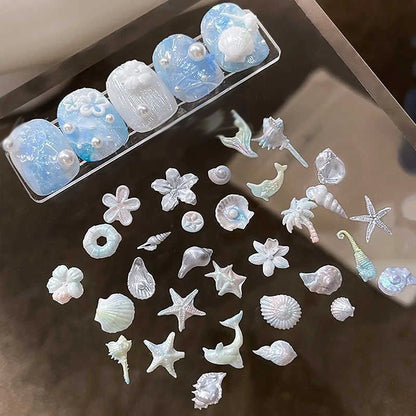 1 Pcs Lily Flower Sea Shell Conch Coral Starfish 3D Acrylic Nail Mold Nail Decorations DIY Silicone Manicure Mold Nail Art Mold