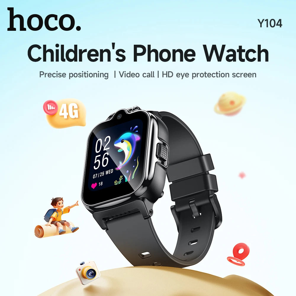 HOCO 1.6inch 2.5D HD Touch Screen 4G Children Phone Watch LBS GPS WIFI Positioning Kid Smart Watch Support GSM WCDMA FDD Network