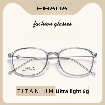 FIRADA 2025 Fashionable Comfortable Glasses Retro Ultra Light Titanium Optical Prescription Eyeglasses Frames For Women 9884-C