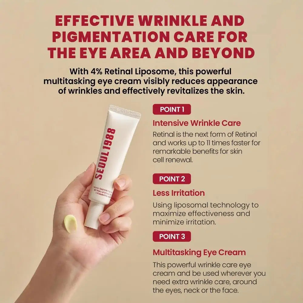 SEOUL 1988 Retinol Eye Cream Anti Aging For Dark Circles Wrinkles Puffiness Firming & Lifting Eye Cream Women 30ml