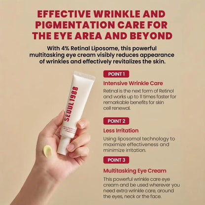 SEOUL 1988 Retinol Eye Cream Anti Aging For Dark Circles Wrinkles Puffiness Firming & Lifting Eye Cream Women 30ml