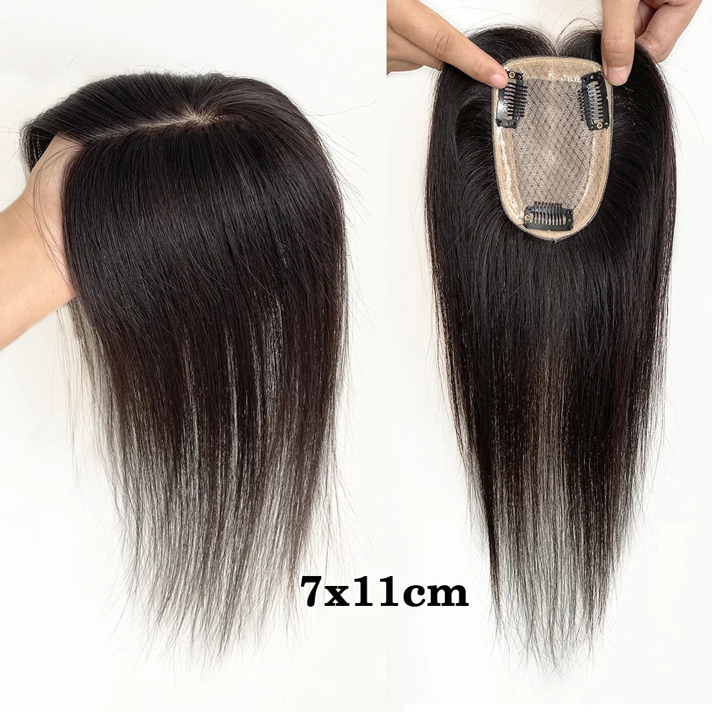 Breathable Silk Base Human Hair Women Toppers 4 Sizes Natural Scalp Top Virgin European Human Hair Pieces with Clips