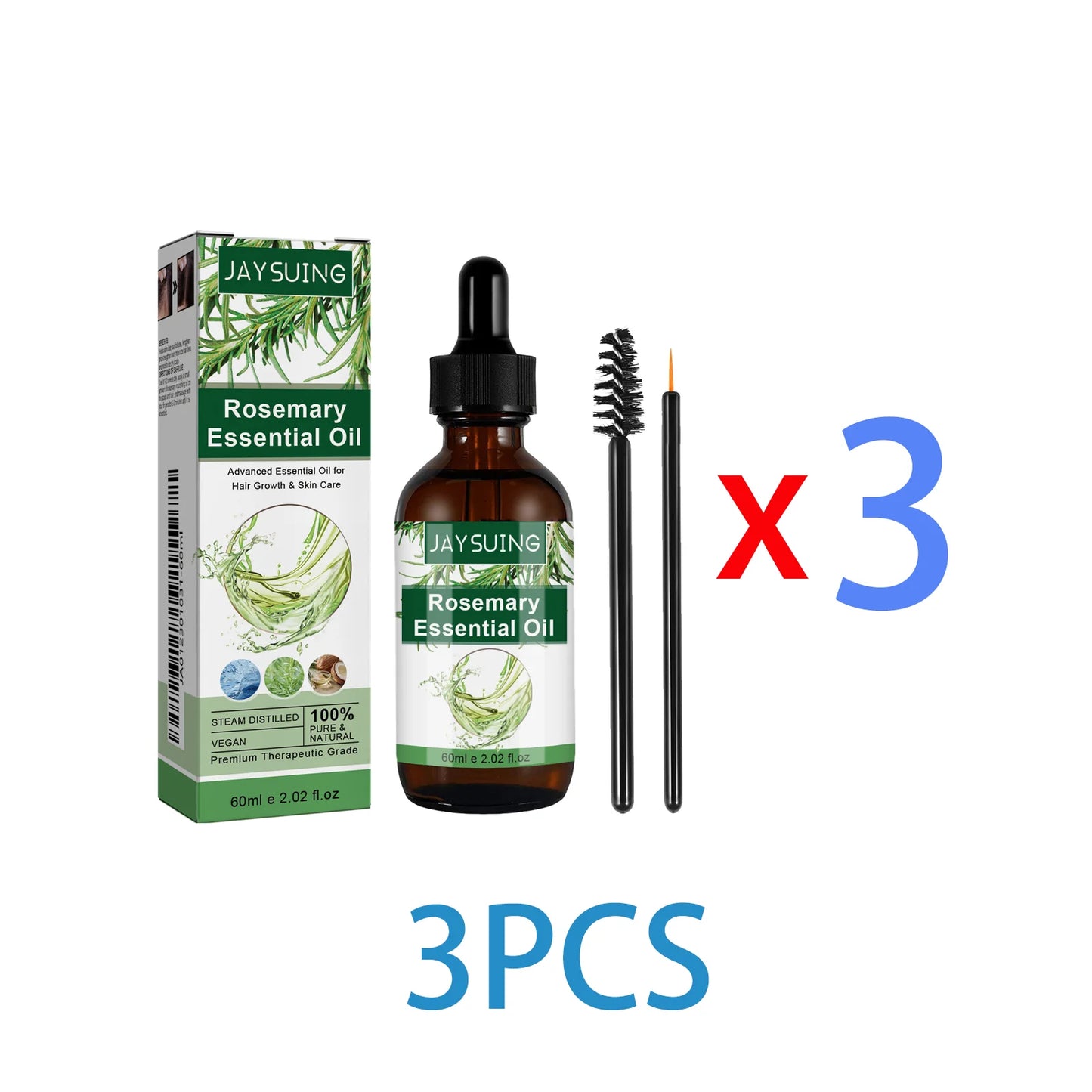 Rosemary Essential Oil 60ml Hair Growth Serum Scalp Treatment Skin Care Anti Aging Vitamin E Enriched for Thicker Hair Glowing