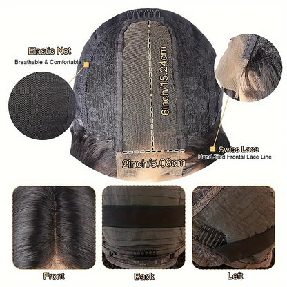 2×6 Lace Closure Wigs Human Hair Pre Plucked Brazilian Straight Human Hair Wig Middle Part Lace Front Bob Wigs For Women