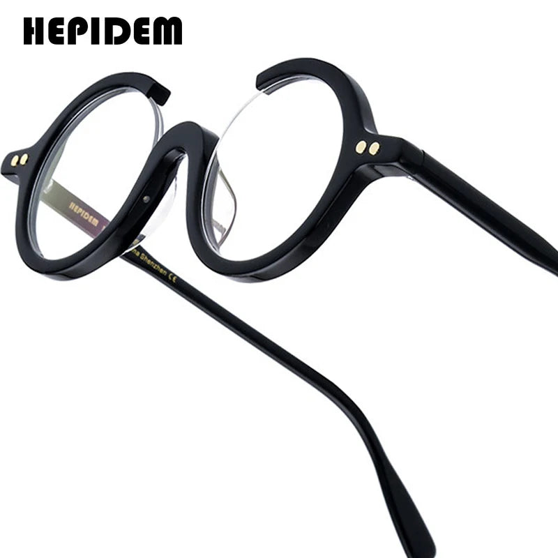 HEPIDEM Acetate Glasses Men Brand Designer Round Women Nerd Eyeglasses Frame Japanese Handmade Spectacles Vintage Eyewear 9191