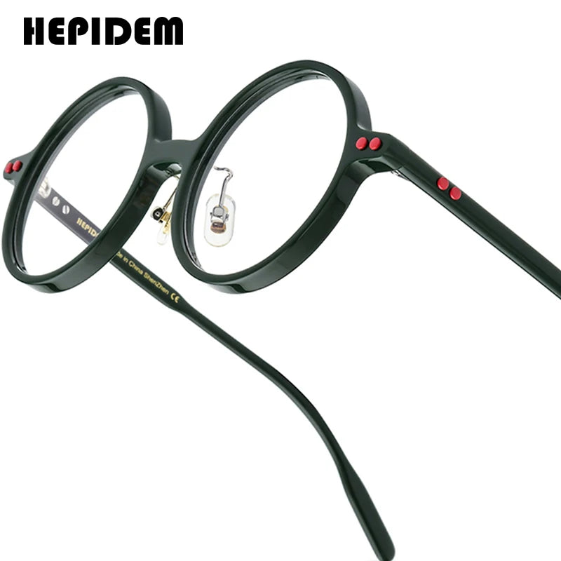 HEPIDEM Acetate Glasses Men Brand Designer Round Women Nerd Eyeglasses Frame Japanese Handmade Spectacles Vintage Eyewear 9191