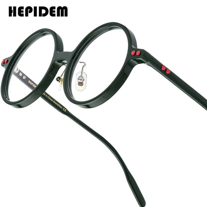 HEPIDEM Acetate Glasses Men Brand Designer Round Women Nerd Eyeglasses Frame Japanese Handmade Spectacles Vintage Eyewear 9191