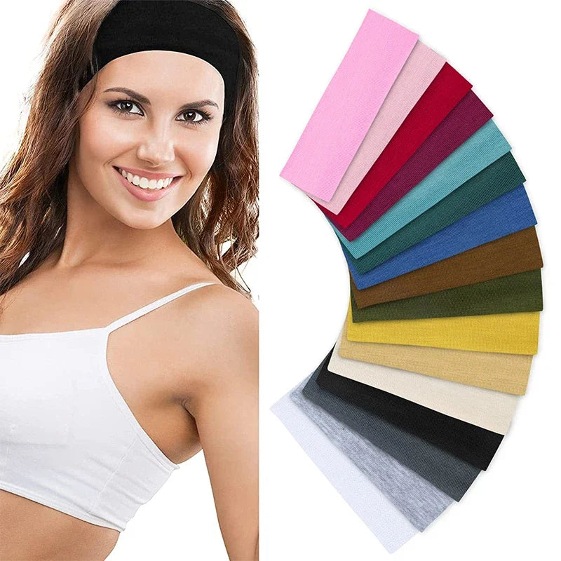 New Summer Sports Yoga Headbands for Women Adjustable Men Running Absorb Sweat Elastic Hair Bands Solid Color Headband Wholesale