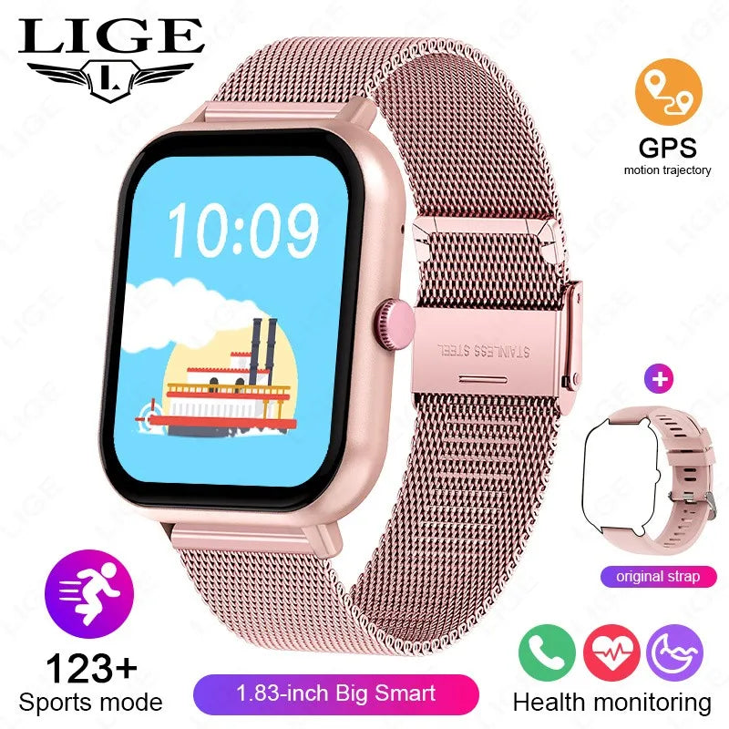LIGE Smart Watch Women Smartwatch 2024  Bluetooth Answer Call Voice Assistant Whatsapp Reminder IP67 waterproof Men Smart Watch