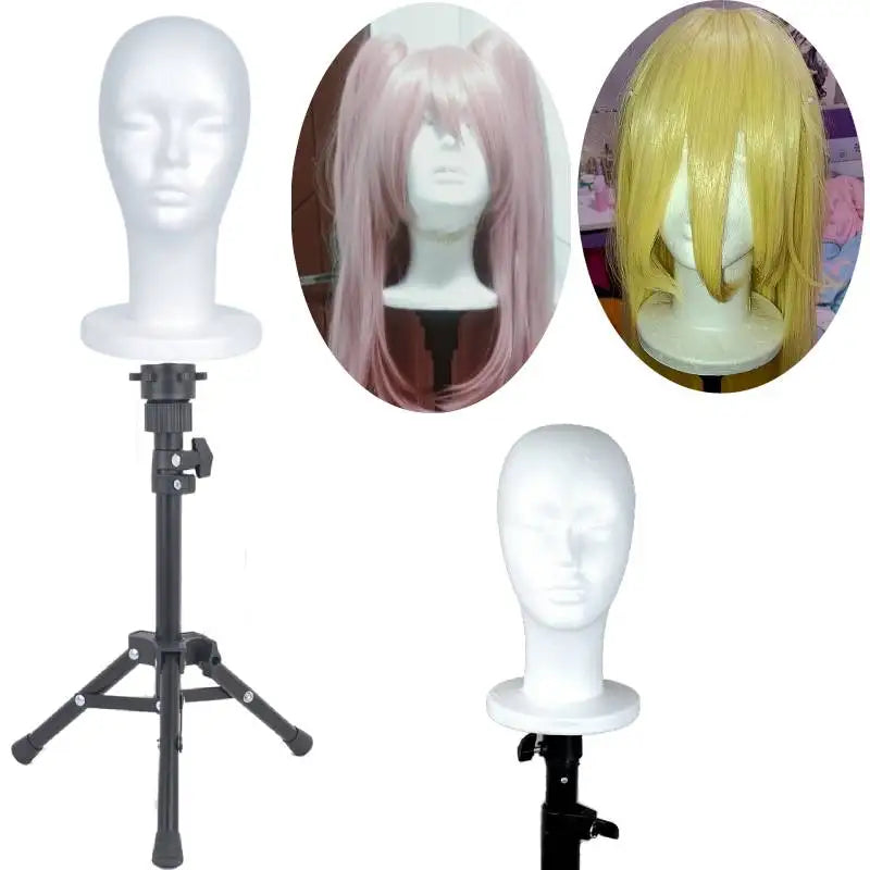 Wig Stands Female Mannequin Head with Tripod Stand Model Practical Dummy Foam Head Lightweight Durable Portable Wig Head