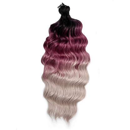 Anna 3Pcs Braids 24Inches 300g Pink Body Wave Twist Crochet Braiding Ombre Sliver White Synthetic Hair Extension Deep Wavy Braid