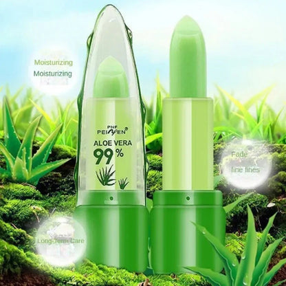 1Pcs Moisture Lip Balm Long-Lasting Natural Aloe Vera Lipstick Color Mood Changing Long Lasting Moisturizing Lipstick Anti Aging