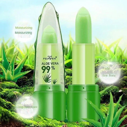 1Pcs Moisture Lip Balm Long-Lasting Natural Aloe Vera Lipstick Color Mood Changing Long Lasting Moisturizing Lipstick Anti Aging