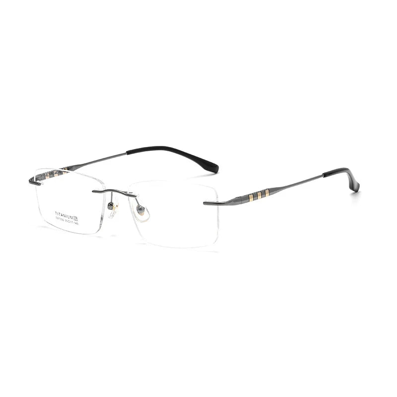 Fashion Square Ultra Light Pure Titanium Optical Prescription Rimless Eyeglasses Frame Luxury For Men Large Size Eyewear S97356