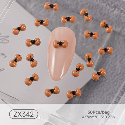 50PCS 3D Nail Art Bow Charms Supplies Kawaii Accessories Resin Parts For Manicure Decor Nails Decoration Design Material Tool