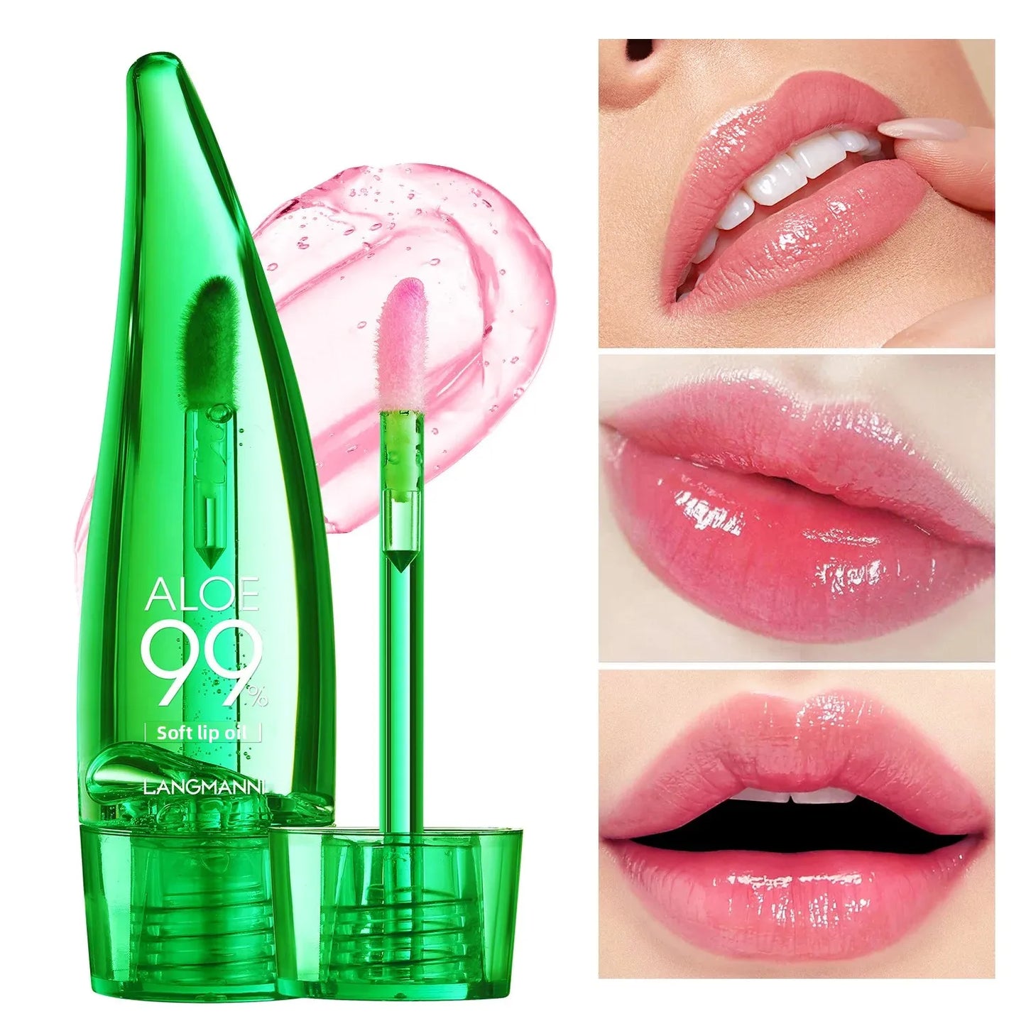 Aloe Vera Lip Gloss Strawberry Flavored Color Changing Moisturizing Lip Oil Long Lasting Shine Glaze for Lips Care