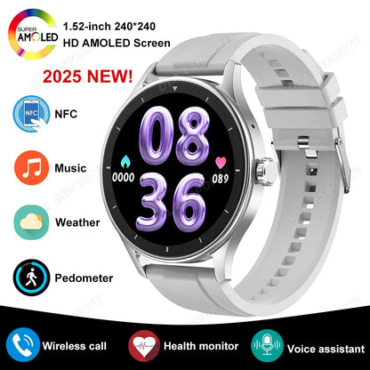 New NFC Smart Watch Women Heart Rate Blood Oxygen Monitor Wireless Call Smartwatch 100+Sports Modes Pedometer Men Sports Watches