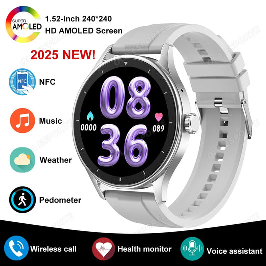New NFC Smart Watch Women Heart Rate Blood Oxygen Monitor Wireless Call Smartwatch 100+Sports Modes Pedometer Men Sports Watches