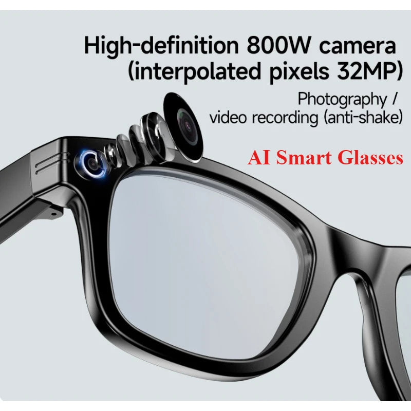 800W Pixel Sunglasses L801 AI Smart,Real-time Translation Transparent Mirror Glasses Call Voice Assistant
