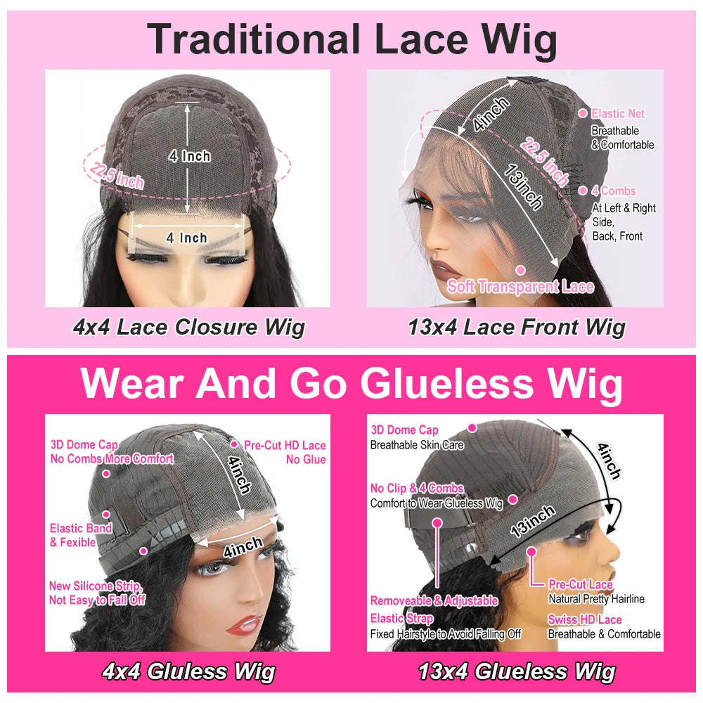 Short Curly Bob Wigs Human Hair 180% Glueless Brazilian Closure Frontal Wigs Without Glue Pre Cut Lace Wigs For Women On Sale