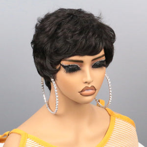Pixie Cut Wig Human Hair Short Bob Wig Short Layered Pixie Cut Wigs for Black Women Brazilian Remy Human Hair Glueless None Lace
