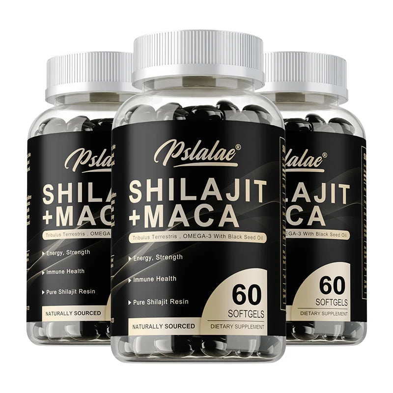 Shilajit + Maca Capsules - Contains Black Seed Oil To Support Immune and Kidney Health, Boost Metabolism and Increase Energy