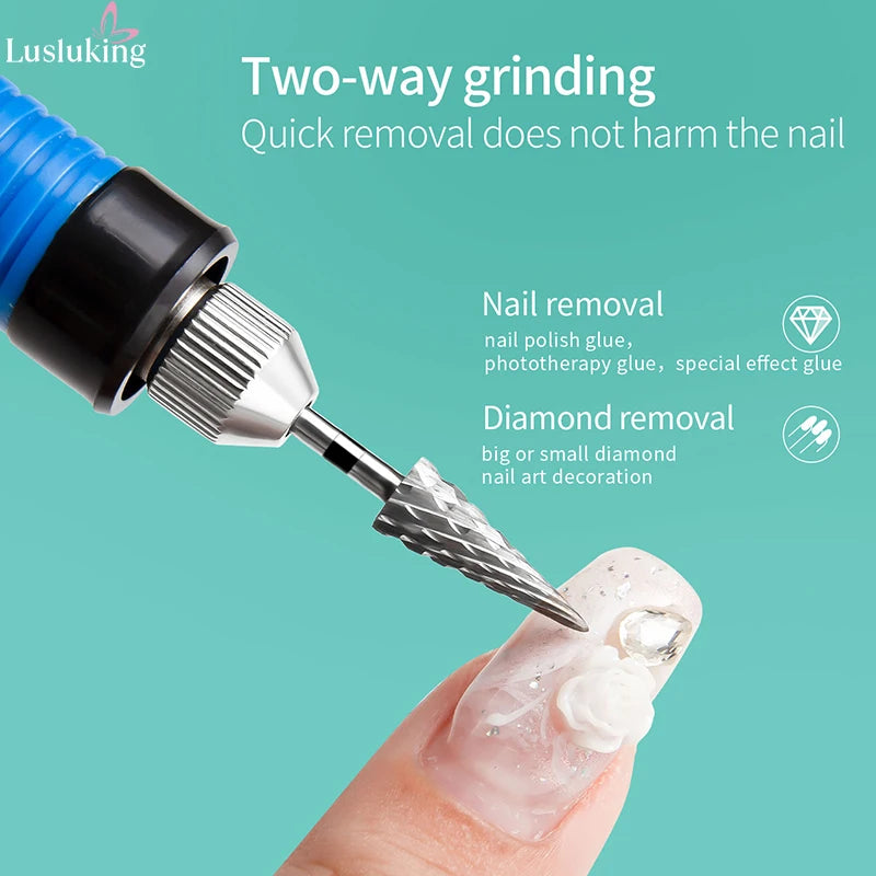 Tip Tungsten Carbid Nail Drill Bits Electric Manicure Drill Accessory Milling Cutters for Nail Gel Polish Remover Nail Tools