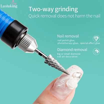 Tip Tungsten Carbid Nail Drill Bits Electric Manicure Drill Accessory Milling Cutters for Nail Gel Polish Remover Nail Tools