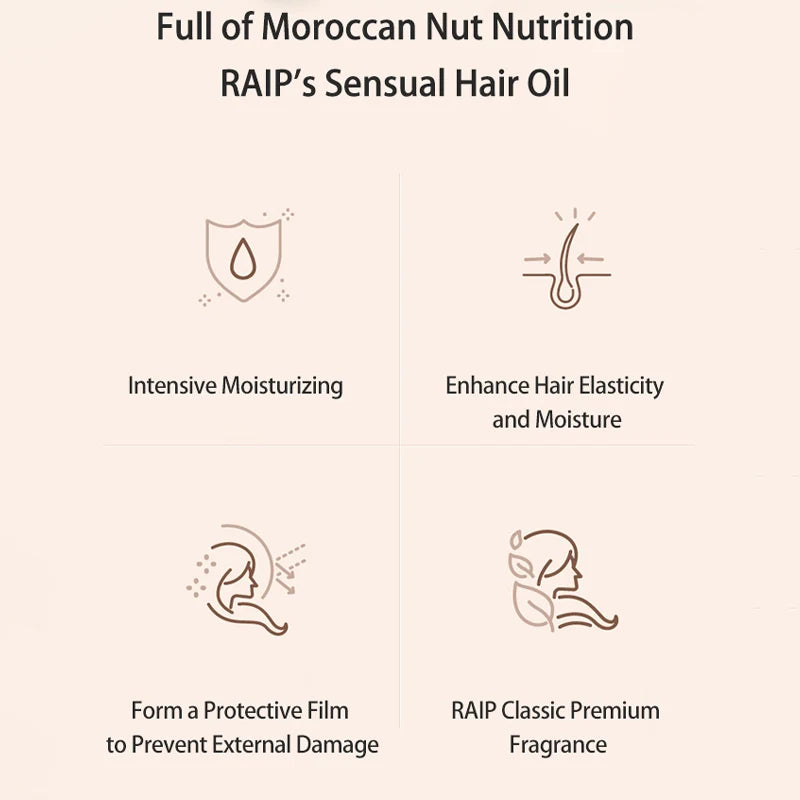 Raip Hair Care Essential Oil R3 Moroccan Argan Hair Oil Smooth and Fragrant 100ml