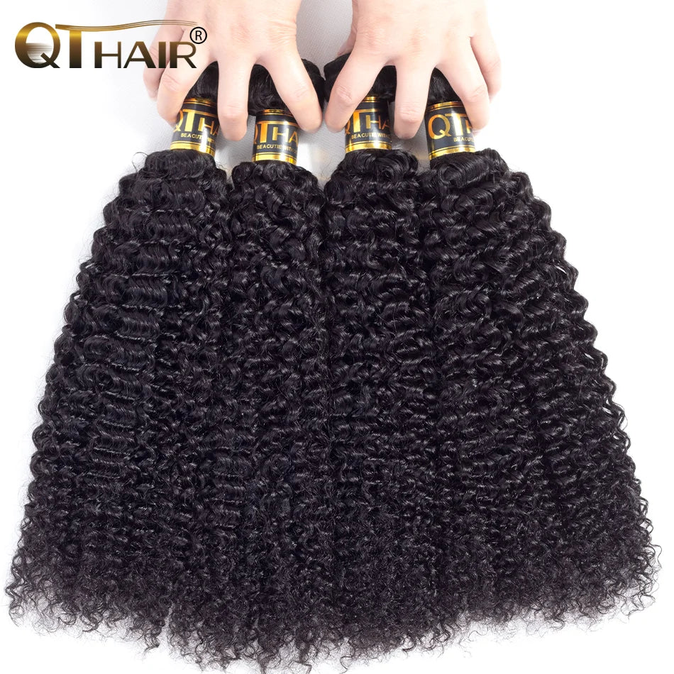 Mongolian Kinky Curly Human Hair Bundles 1/3/4 Pcs Remy Human Hair Weave Bundle Kinky Curly Bundles Natural Color Hair Extension
