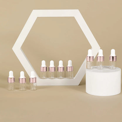 10pcs 2ml Empty Glass Dropper Bottle,Leakproof Essential Oils Sample Liquid Perfume Container for Storage Travel, 4 Colors
