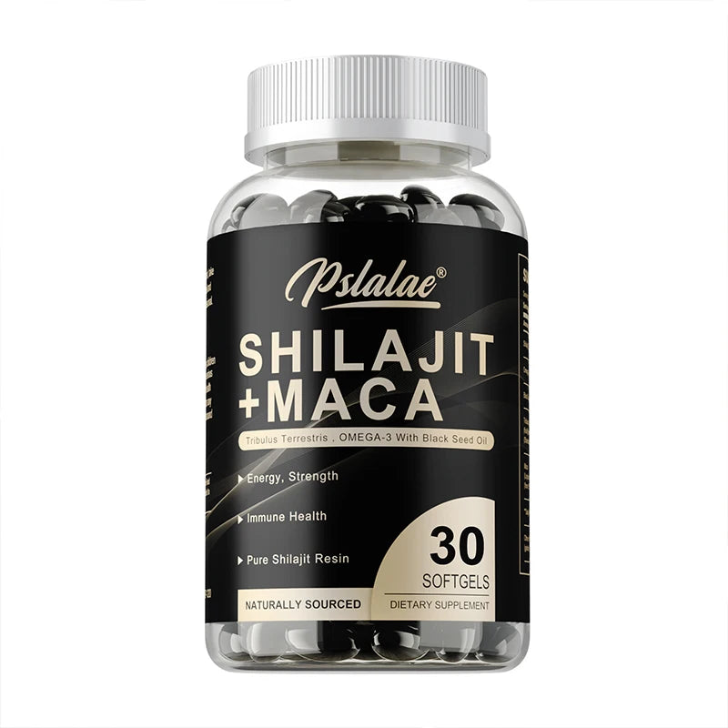 Shilajit + Maca Capsules - Contains Black Seed Oil To Support Immune and Kidney Health, Boost Metabolism and Increase Energy