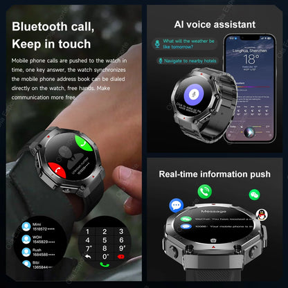 T-Rex 3 GPS Smart Watch 5ATM Waterproof 1.43 inch AMOLED HD Screen BT Call Flashlight Military Sport Smartwatches Men 2025 New