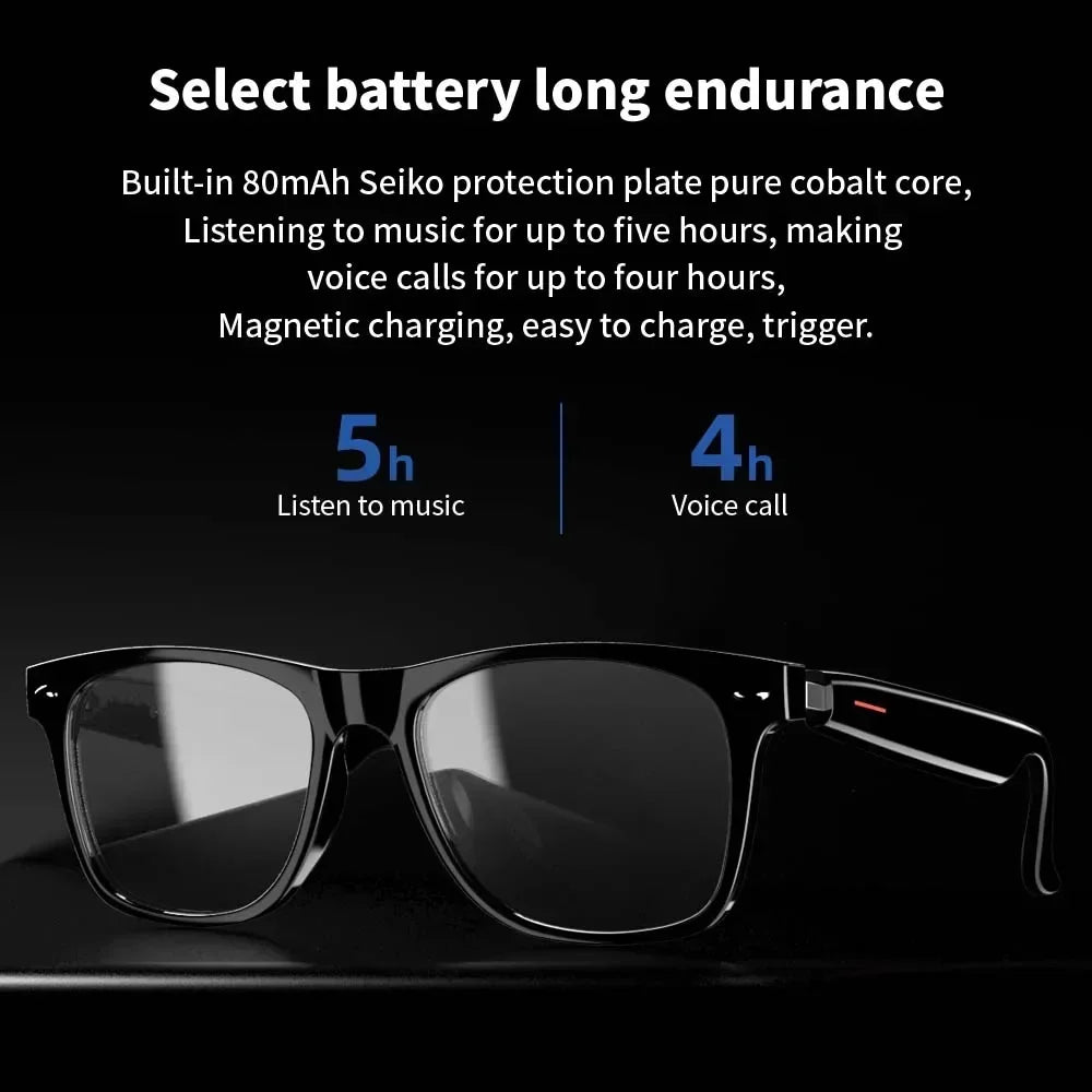 VIKEFON E13 Smart Glasses Blue Light Filtering Polarized Sunglass Lenses  Audio Built-in Mic & Speakers Touch & Voice Assistant