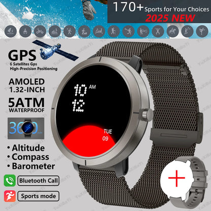 Smart Watch for Women GPS 6-Satellites 1.32” HD AMOLED Display Built-in GPS Bluetooth Call Sports 5ATM Waterproof Smartwatch Man