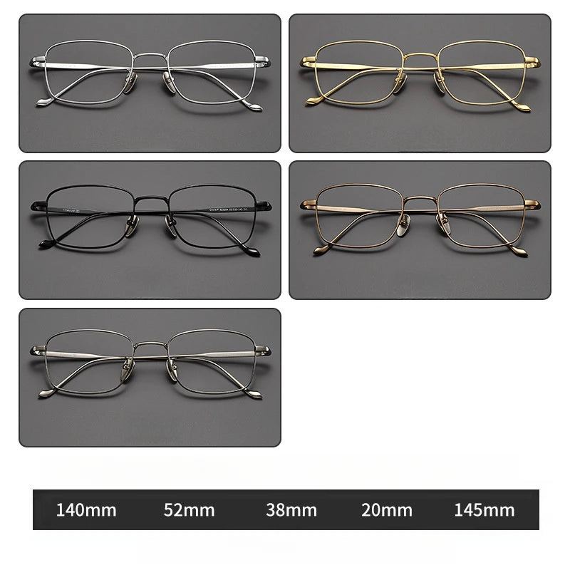 FIRADA Fashion Comfort Square Glasses Retro Pure Titanium Eyewear Optical prescription Eyeglasses frames For men women 923204-C