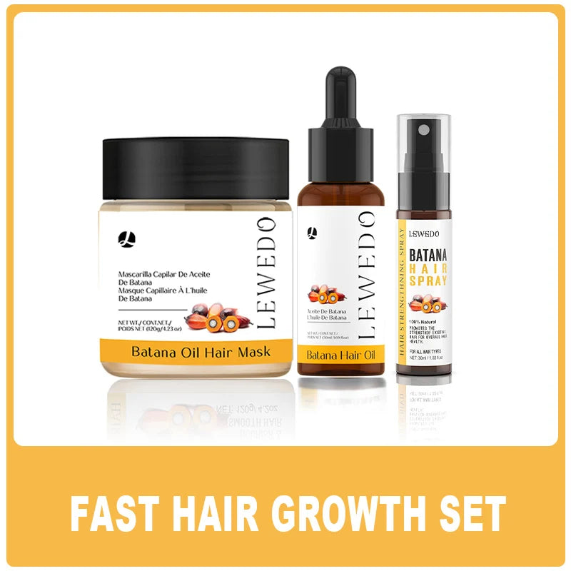 Batana Oil Hair Growth Kit Traction Alopecia Hair Repair Spray Repairs Damage Hair Keratin Hair Scalp Regrowth Treatment Mask