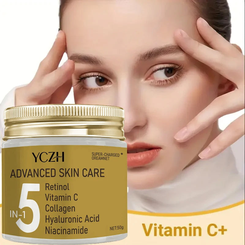 5 in 1 Instant Lifting Advanced Cream, Containing Retinol, Vitamin C, Collagen, Hyaluronic Acid, and Niacinamide, Tightens the Skin, Suitable for All Skin Types, Unisex, Elegant Packaging Design, Advanced Formula