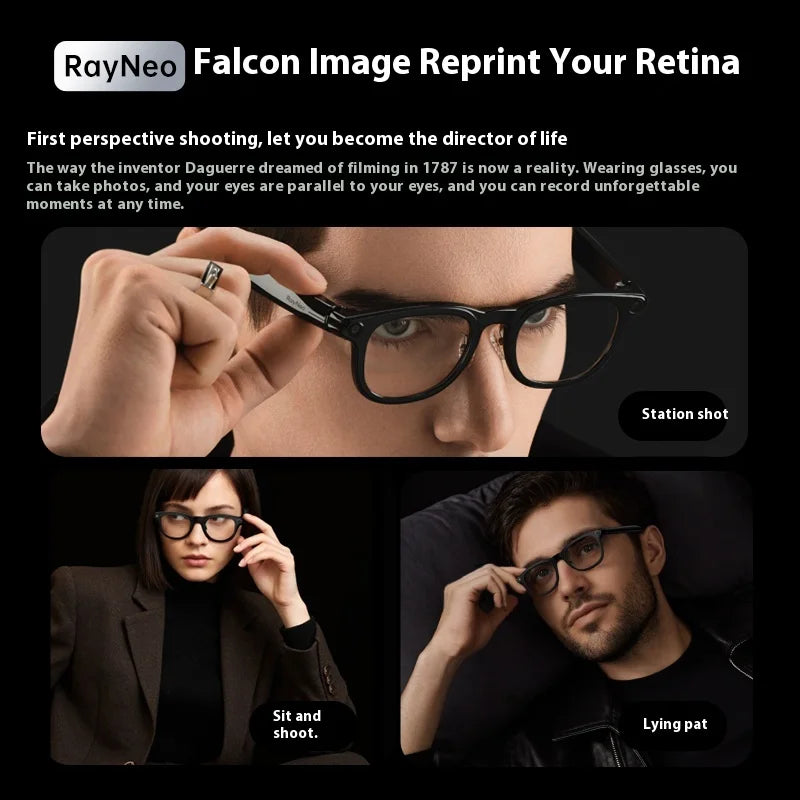 Rayneo V3 AI Photography Glasses Sony IMX681 5P LENS Wireless Bluetooth Voice Control Full Array Mic Audio Smart Glasses Custom