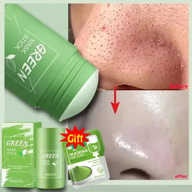 Remove Blackhead Mud Mask Green Tea Face Clean Stick Dispel Pimple Blemish Shrink Pores Oil Control Exfoliating Whiten Skin Care