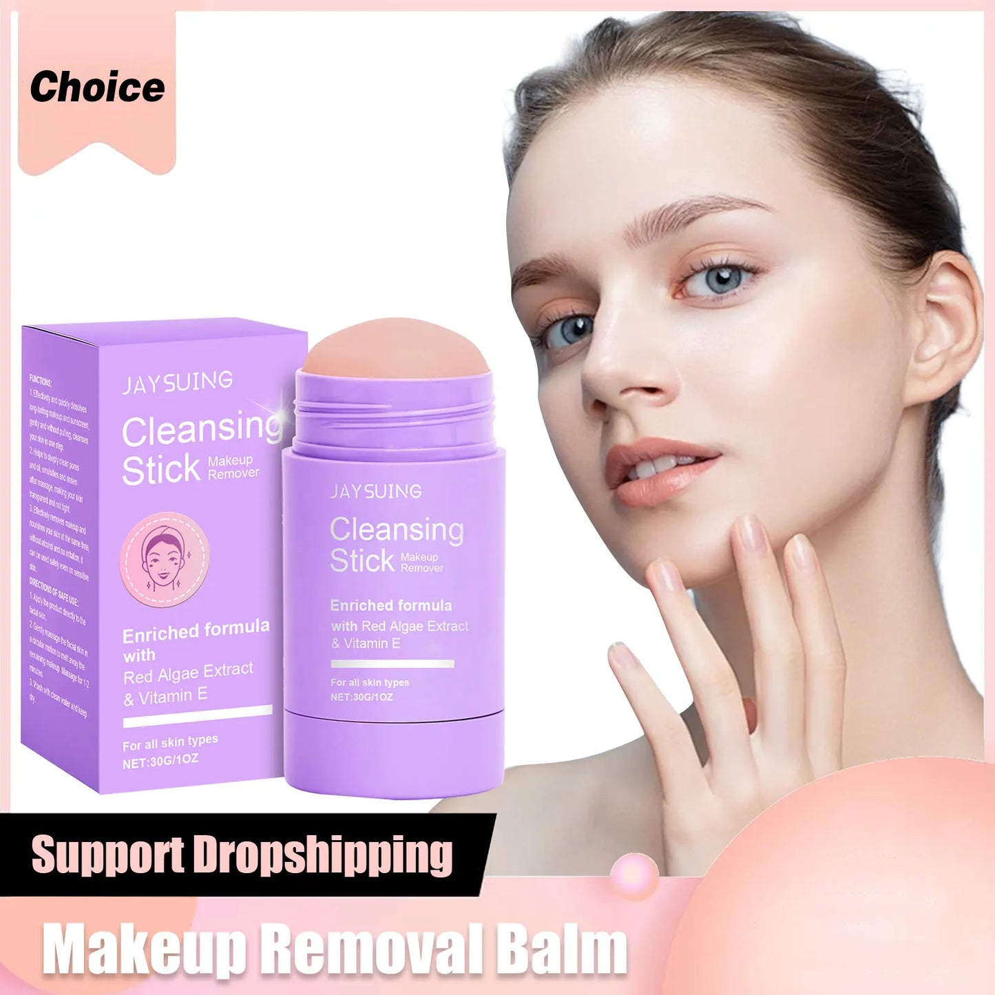 Makeup Remover Stick Cleansing Balm Gentle Lip Eye Makeup Travel Removes Pore Control Nourish Skin Refreshing Facial Cleanser