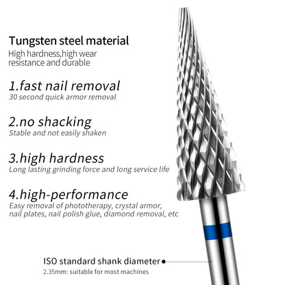 Tip Tungsten Carbid Nail Drill Bits Electric Manicure Drill Accessory Milling Cutters for Nail Gel Polish Remover Nail Tools