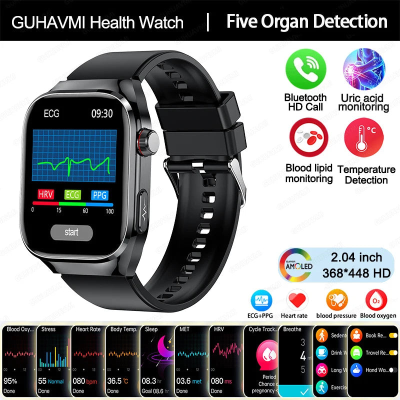 New Micro Physical Examination Five Organ Health Smartwatch Blood Pressure Uric Acid Body Fat Watches Bluetooth Call Smart Watch