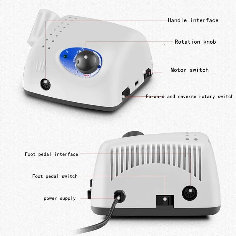 Professional 65W Nail Drill Machine - 40,000 RPM Strong E-file with Advanced Micro Motor, for Salon & Home Nail Art